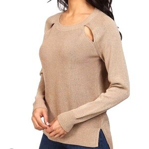 NWOT MICHAEL Michael Kors Lurex Metallic Gold Pullover Womens Tunic Medium
